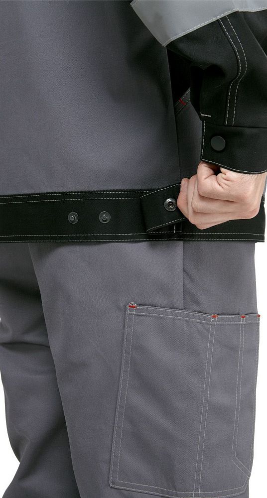 Костюм мужской рабочий летний Гудзон NEW с пк серый-черный